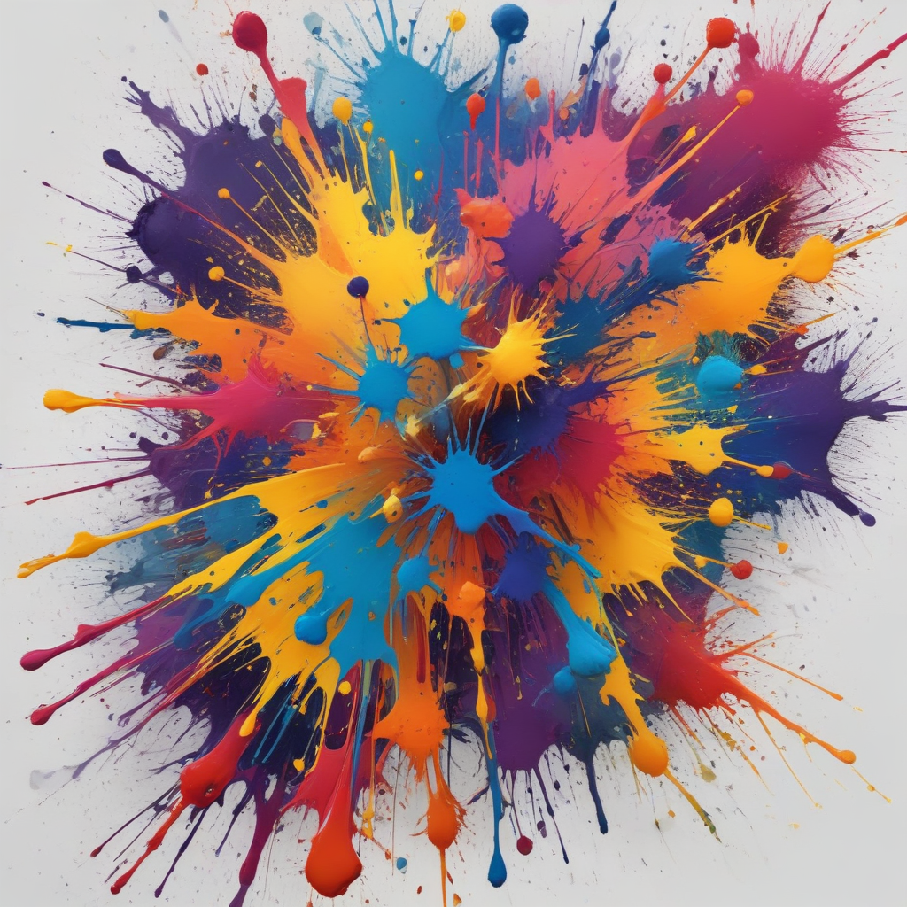 Vivid Explosion of Colorful Paint Splashes Creating a Dynamic Art Piece