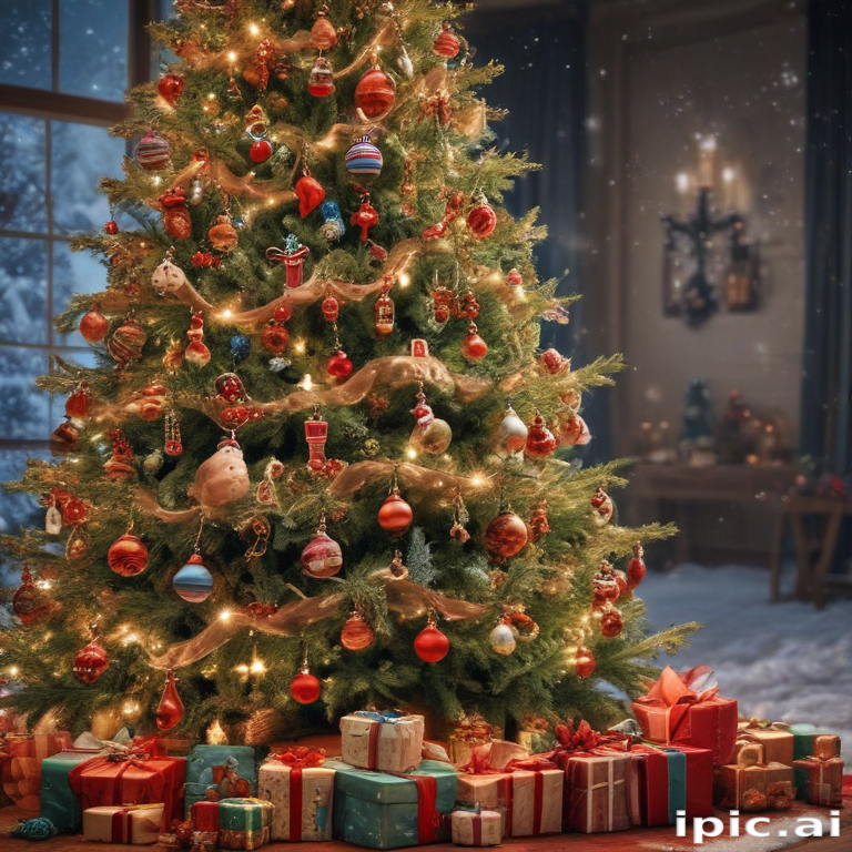 Beautifully Decorated Christmas Tree Surrounded by Colorful Presents ...