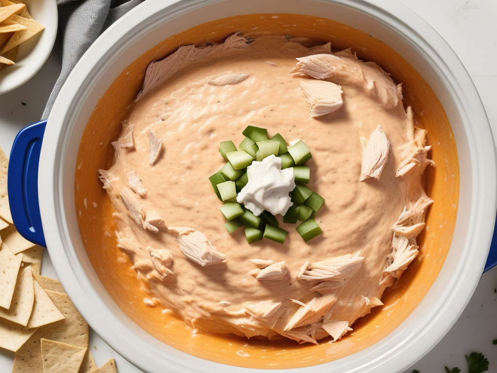 slow cooker buffalo chicken dip with raw chicken