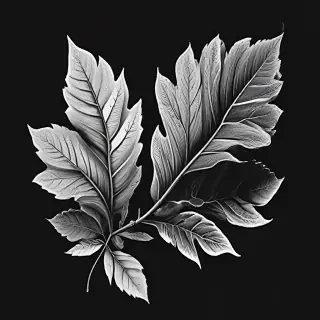 clipart leaf black and white