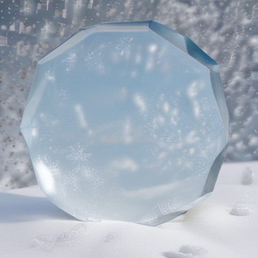 Ice Reflectig Light Translucent Ice Crystal Reflecting Light Amidst a Snowy Winter Landscape