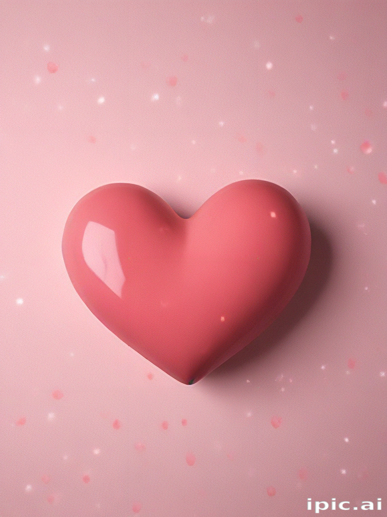 A Shiny Pink Heart Surrounded by Soft, Dreamy Blurred Background Sparkles.