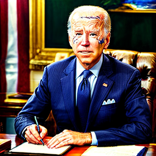 Joe Biden as a reptilian alien sitting at the resolute desk with a smug smile