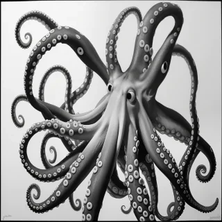 octopus black and white