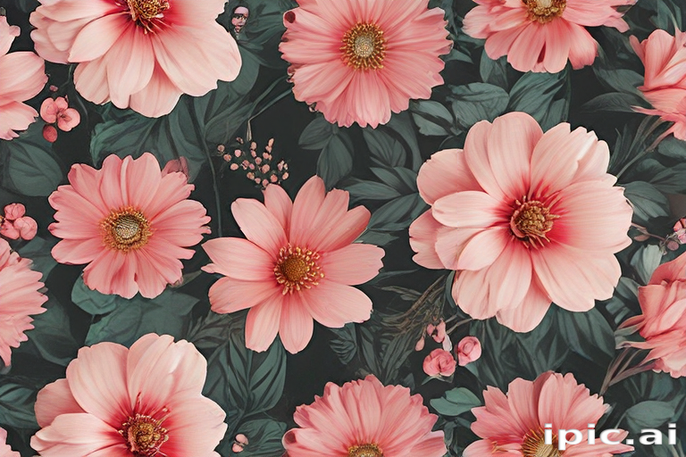 Vibrant Pink Flowers Blooming Against a Dark Green Leafy Background