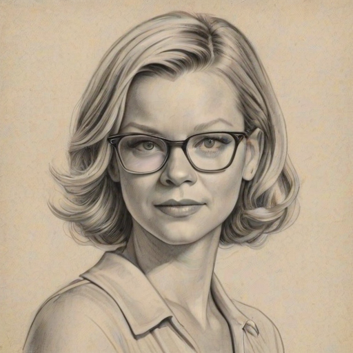 Alluring Amy Smart, pencil sketch, portrait of Pleasing woman 1934s in glasses, hair style beatnik, outline, clear lines, fine lines, 8k