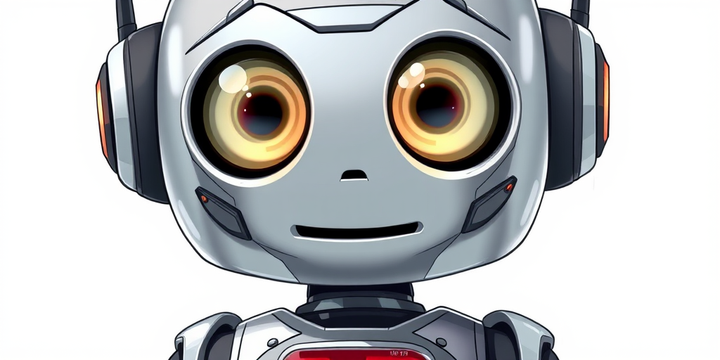 Create a detailed illustration of a friendly robot with large eyes, a metallic body, and a heart monitor display on its chest, set against a white background, using a Canon EOS R5 camera with a 50mm lens, aperture f/2.8, ISO 100, and a shallow depth of field for enhanced image quality.