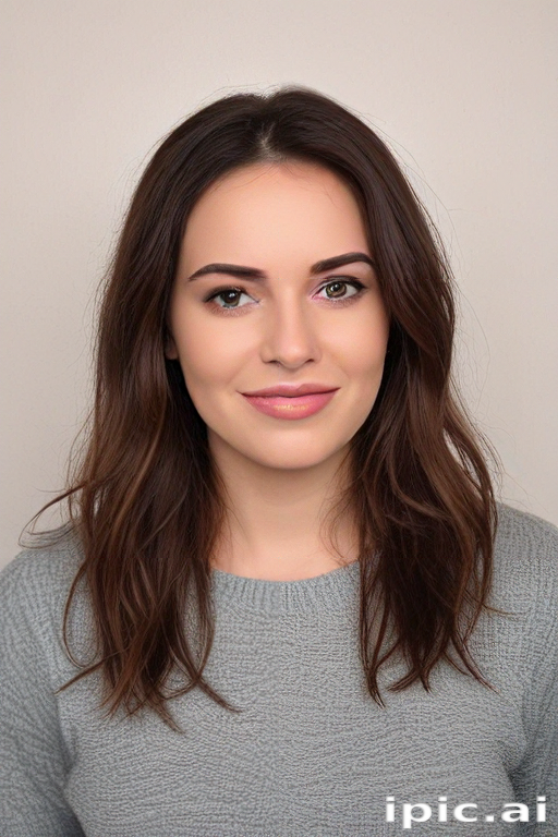 A Portrait of a Young Woman with Long Hair and Natural Makeup.