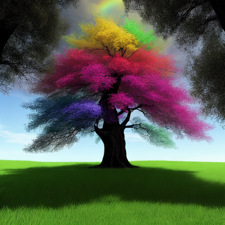 A tree with rainbow liquid