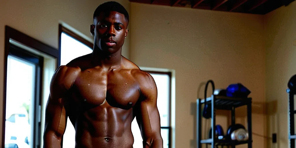 shirtless black male