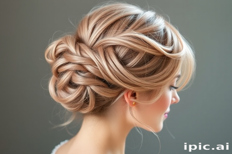 Dusty rose French twist with loose, face-framing tendrils, known as "Vintage Blush," featuring a soft, romantic silhouette and a matte, powdery finish