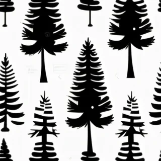 pine tree black and white clipart