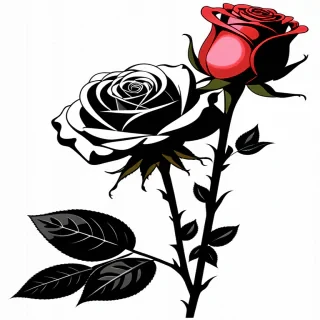 rose png black and white