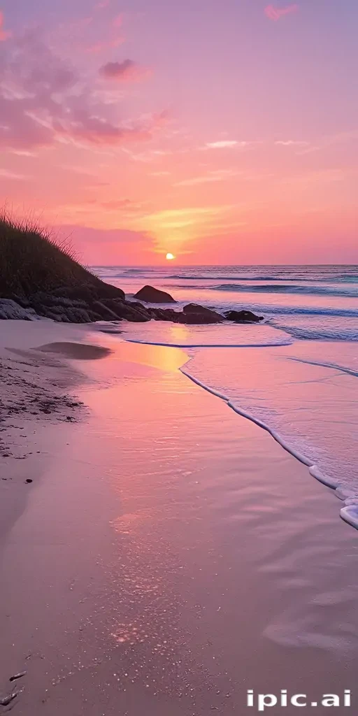 pink beach sunset