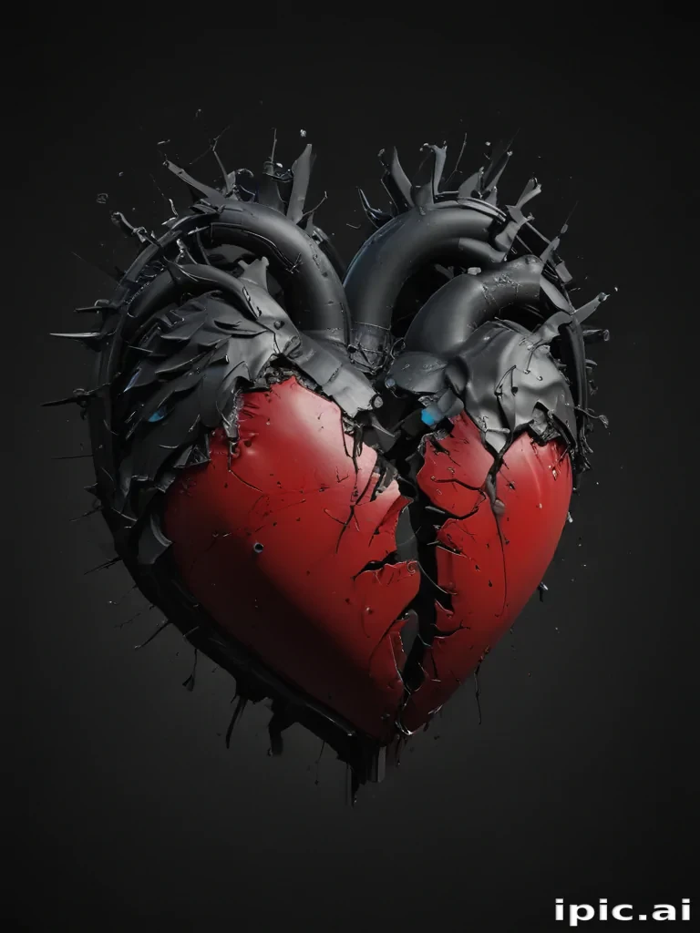broken heart black background