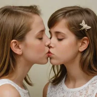 two girls kissing