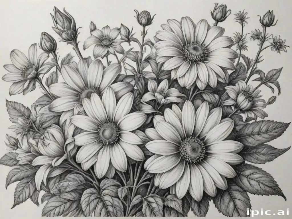pencil drawing flowers