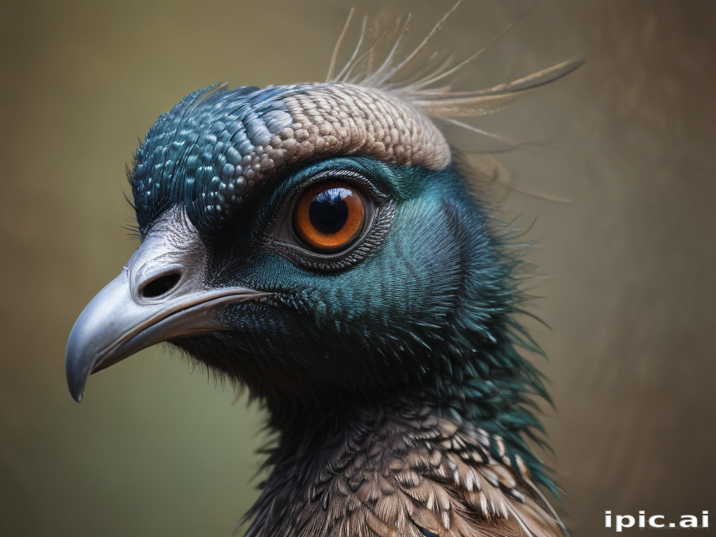 Close-Up Portrait of a Majestic Bird Showcasing Its Vibrant Feathers