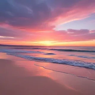 pink beach sunset