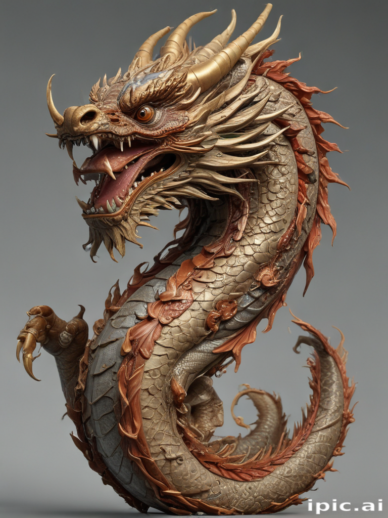 Majestic Dragon Sculpture with Intricate Details and Fierce Expression ...