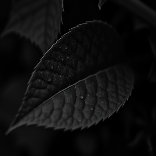 leaf in black and white