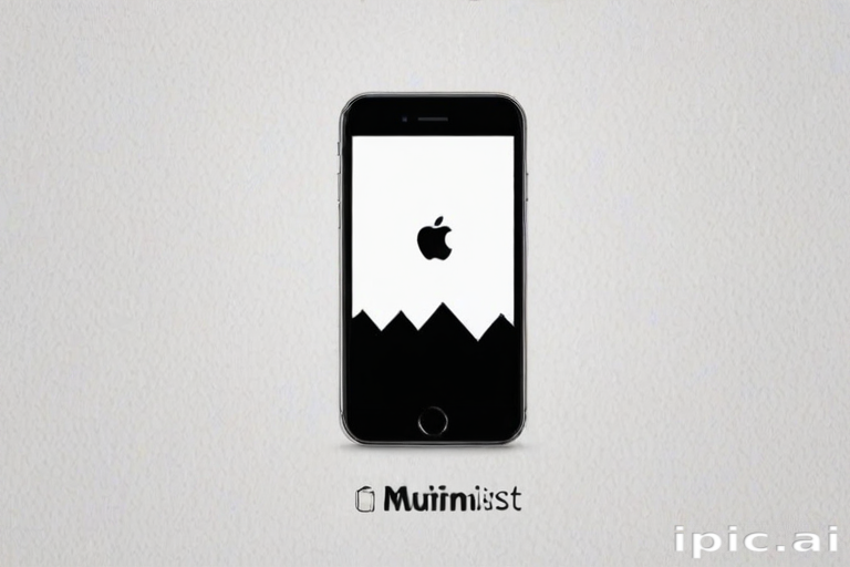 Stylized iPhone Displaying Apple Logo with Minimalist Design and Text