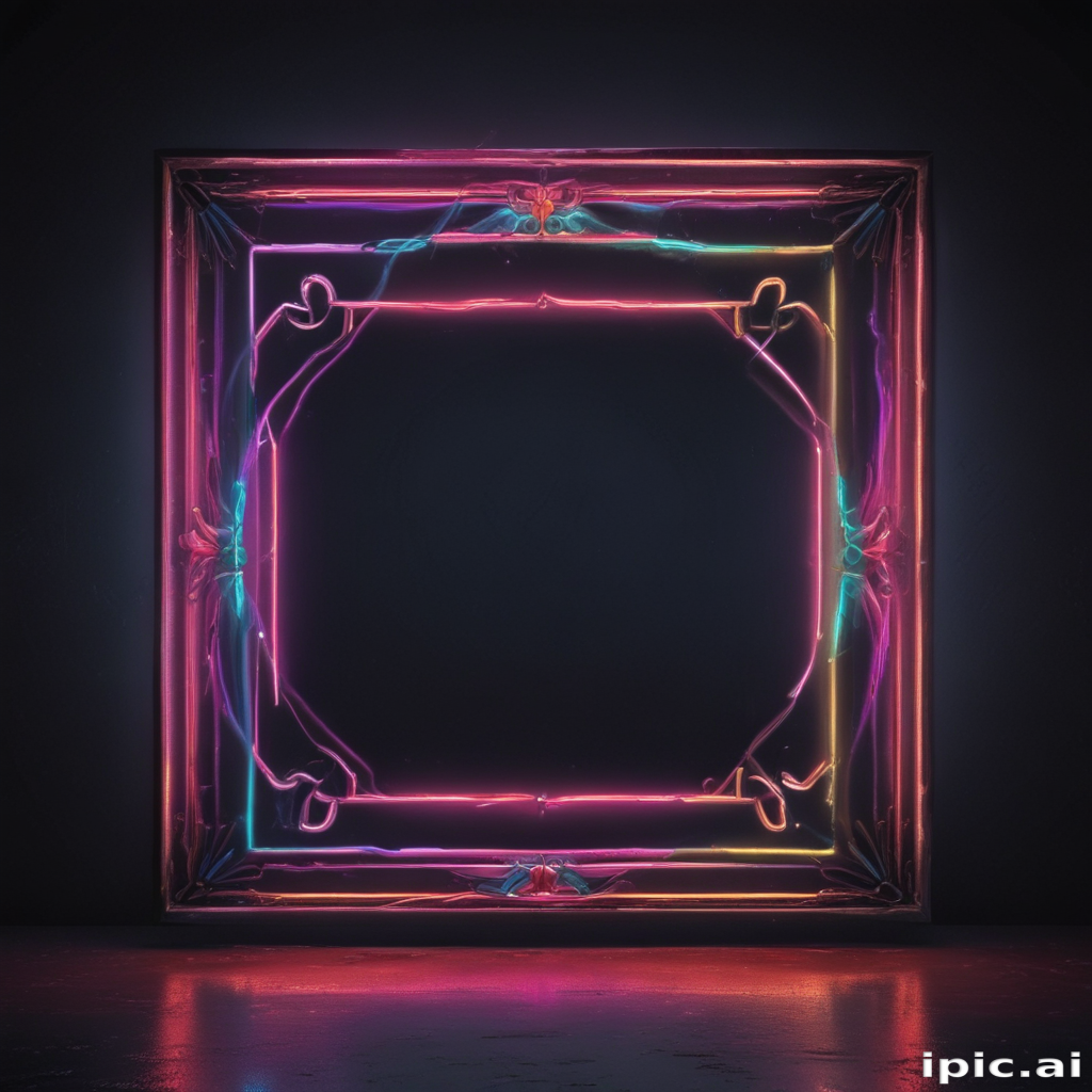 Illuminated Neon Frame Against a Dark Background Creating a Vibrant Display