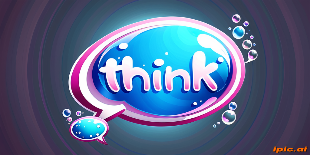 Word Think Creative Design Featuring the Word 'Think' in a Colorful Bubble