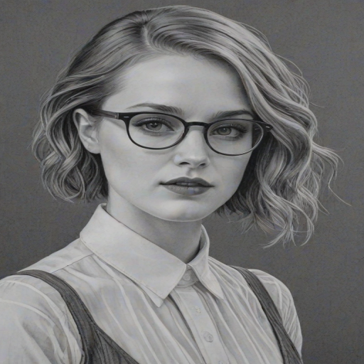 Exquisite Evan Rachel Wood, pencil sketch, portrait of Sublime woman 1921s in glasses, hair style beatnik, outline, clear lines, fine lines, 8k