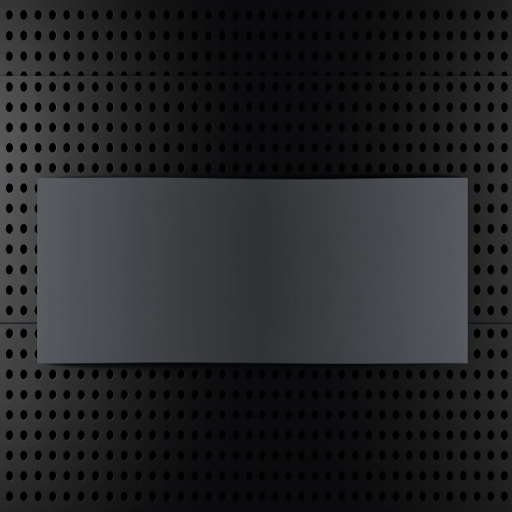 create a sleek black perforated background with a smooth, curved white banner in the center, high resolution, 50mm lens, f/2.8 aperture, 1/60 sec shutter speed, top-down view, studio lighting, digital camera