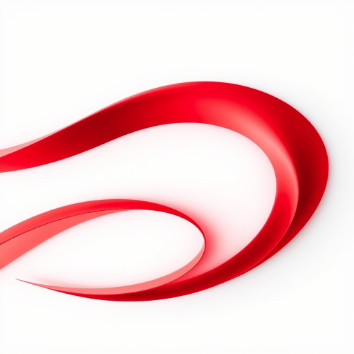 Create a smooth abstract design with flowing red curves over a white background, using a Canon EOS 5D Mark IV, 50mm lens, f/2.8, 1/125 sec, ISO 100, in soft natural light for enhanced depth and clarity.