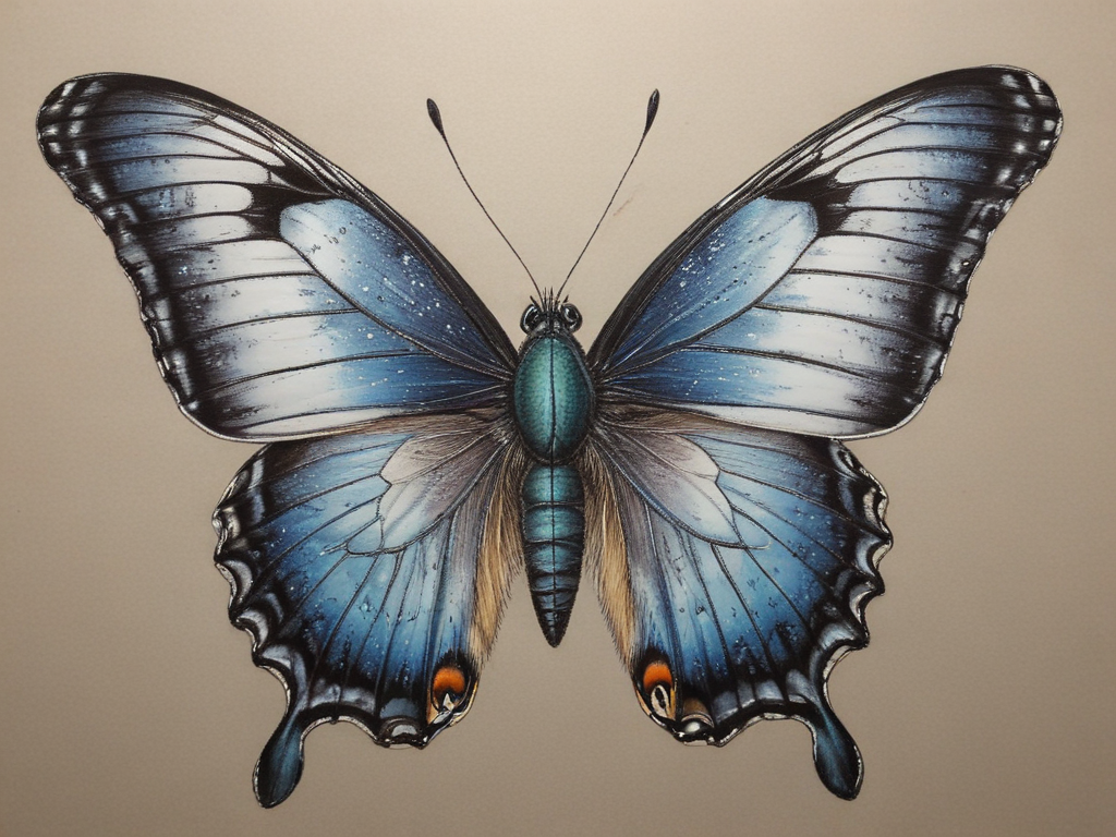 Vibrant Blue Butterfly with Intricate Patterns and Stunning Details