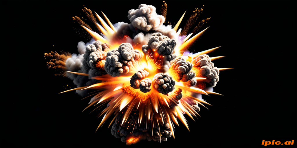 Spectacular Explosion with Fiery Flames and Billowing Smoke Against ...