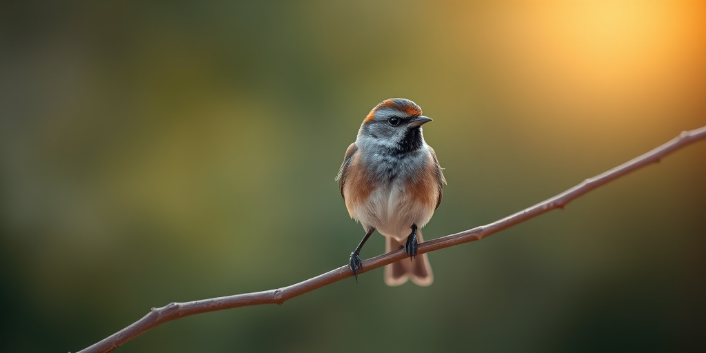 Capture a close-up of a bird perched on a branch, with a shallow depth of field to blur the background, using a Canon EOS R5, 100mm f/2.8 macro lens, aperture f/2.8, shutter speed 1/1000 sec, ISO 200, natural lighting.