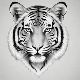 tiger clipart black and white