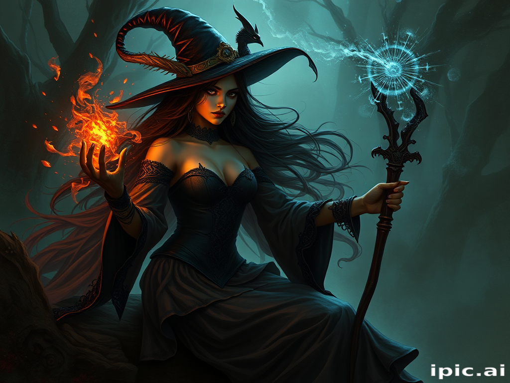 beautiful dark witch fantasy art