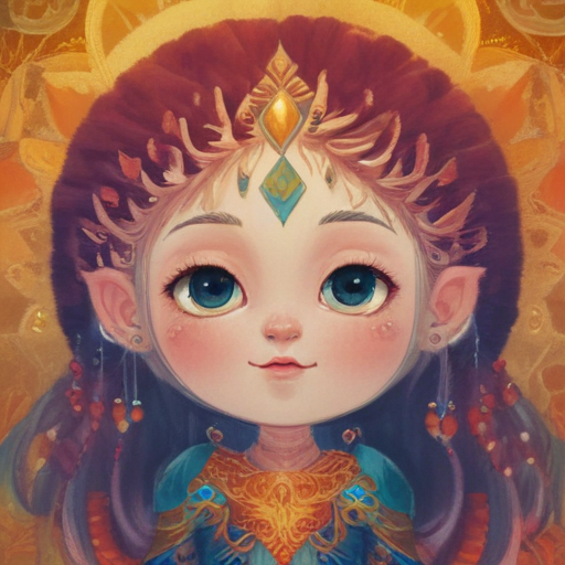 Enchanting Fantasy Portrait of a Young Elven Princess with Sparkling Eyes