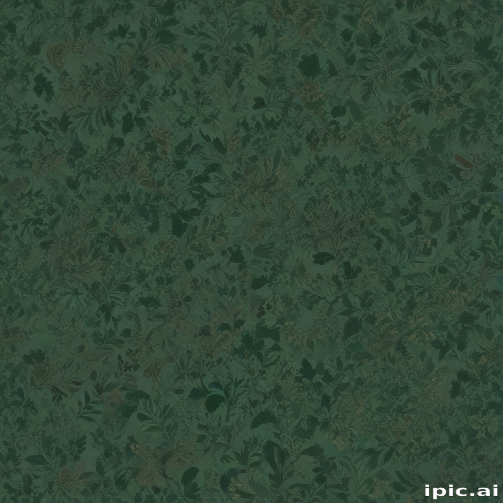 Intricate Green Floral Pattern with Subtle Textures and Depth Variations