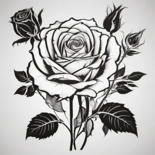 roses clipart black and white