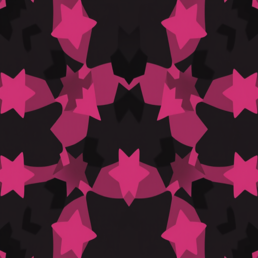 high-resolution pattern design featuring interlocking black and pink star shapes, camera settings: ISO 100, aperture f/8, shutter speed 1/60s, camera view: top-down, camera style: vibrant colors, camera type: digital DSLR