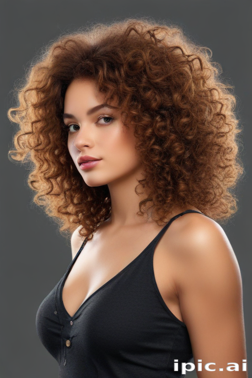 Captivating Portrait of a Young Woman with Beautiful Curly Hair