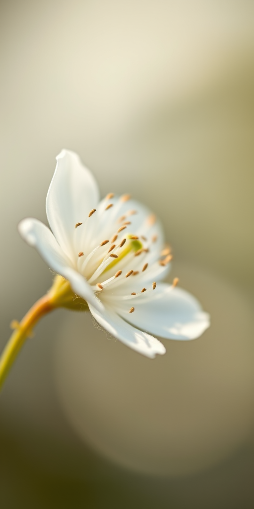 macro shot of a delicate white flower with fluffy seed fibers, soft bokeh background, Canon EOS 5D Mark IV, 100mm f/2.8L macro, ISO 100, f/2.8, 1/200s