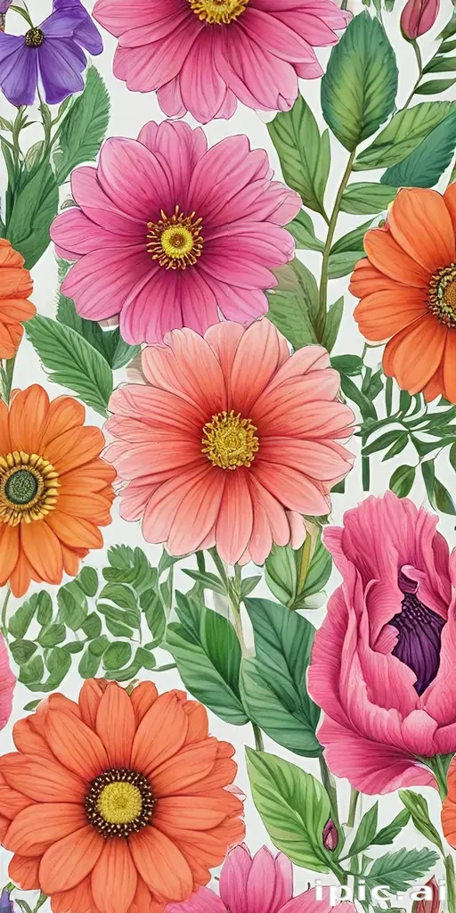 color drawings of flowers