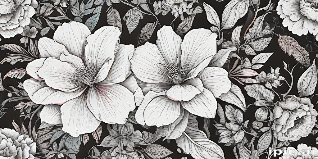Elegant Black and White Floral Design Featuring Intricate Blossoms and ...