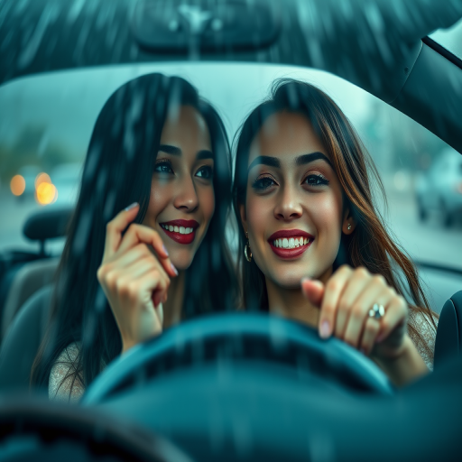 detailed edges, detailed image, perfection style, A perfect photo of a woman driving a car in the rain, 1girl, solo, long hair, black hair, jewelry, teeth, blurry, lips, ring, clenched teeth, ground vehicle, realistic, car, driving, steering wheel, detailed face, detailed body, detailed hands, detailed eyes, detailed nose, detailed ears, detailed hair, detailed, perfection, detailed teeth, detailed skin texture, wrinkly, detailed fingers, detailed mouth, beauty, realism, real, detailed hair, detailed pores, detailed background, sharp image, detailed lips, different race, different color, different haircut, different skin tone, different, different people, different pose, perfection style, brown hair, 1boy, male focus, motor vehicle, rain, photorealistic