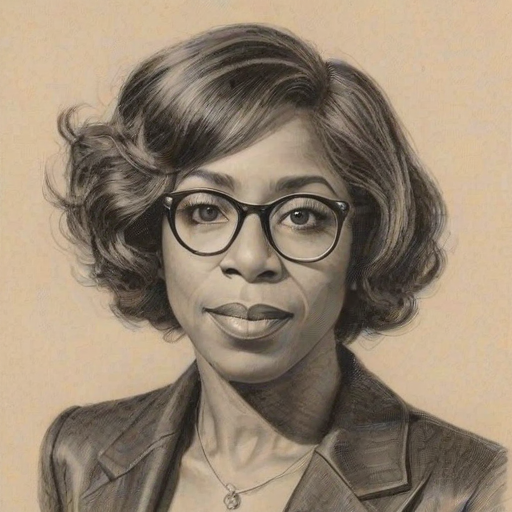 Pleasing Dawnn Lewis, pencil sketch, portrait of Appealing woman 1929s in glasses, hair style beatnik, outline, clear lines, fine lines, 8k