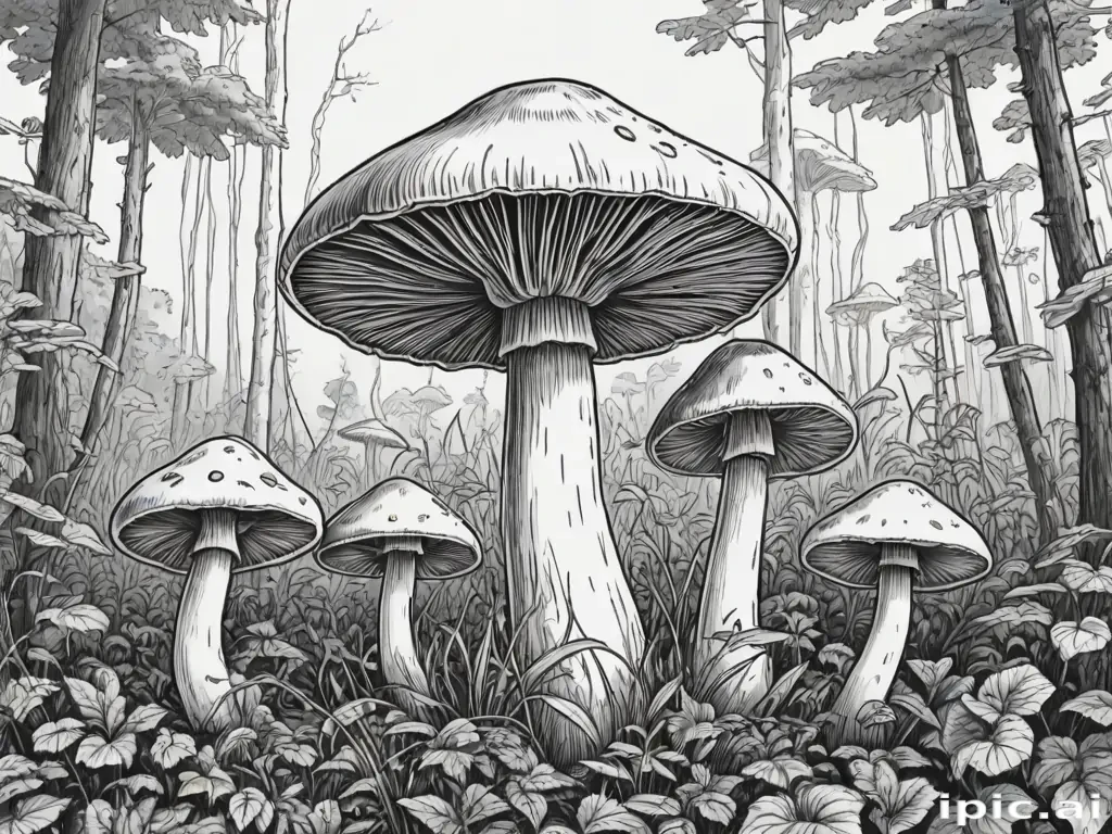 mushroom line art