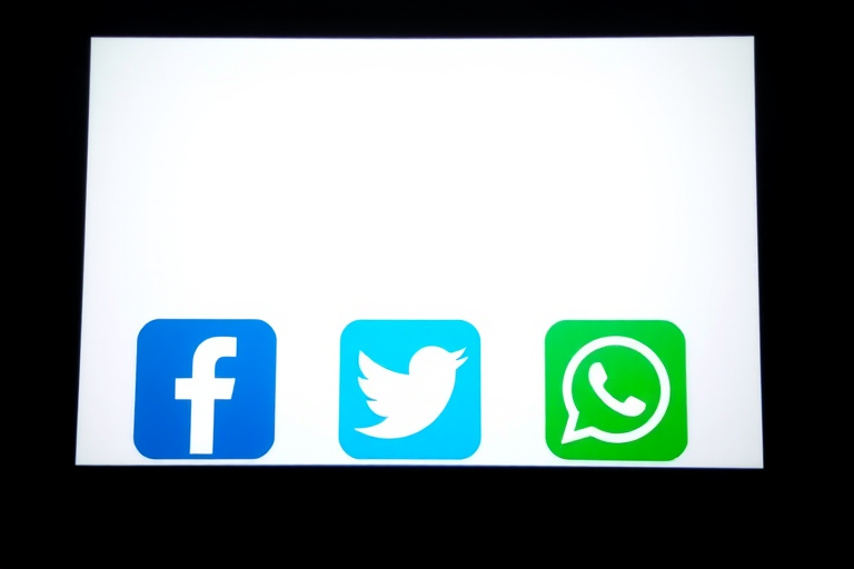 Create a high-resolution image featuring social media icons for Facebook, Twitter, Google+, and WhatsApp in a clean, minimalist style, captured with a DSLR camera at f/2.8 aperture, ISO 100, and 1/60 sec shutter speed, from a straight-on view with soft, even lighting.