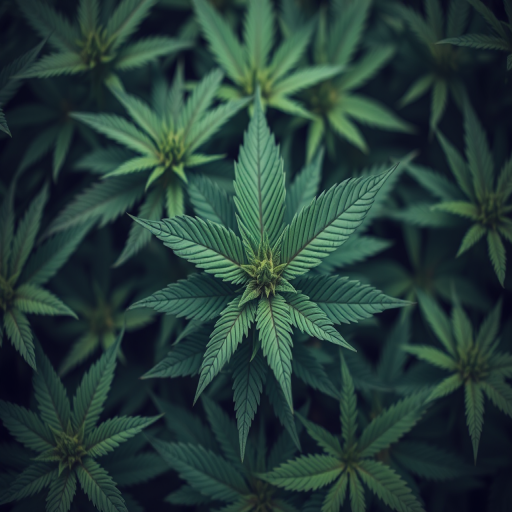 Close-up shot of vibrant green cannabis leaves densely packed, using a DSLR camera with a 50mm lens, aperture set to f/2.8, ISO 100, natural daylight, shallow depth of field for soft background blur.