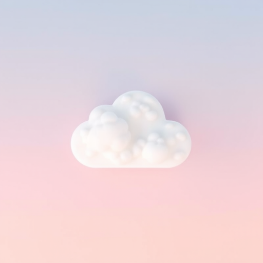 Create an image of a simple cloud icon on a gradient background with soft pastel colors, using a DSLR camera with a 50mm lens, f/2.8 aperture, ISO 100, and a slight vignette effect for depth.